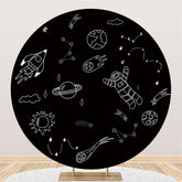 Lofaris Round Black And White Sketch Starry Sky Birthday Backdrop